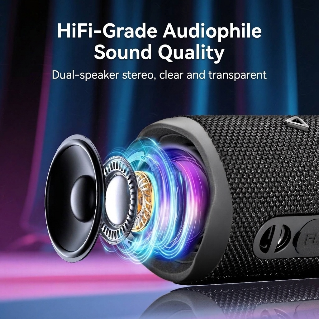 FLIP 6 Portable Bluetooth Speaker, 6W Deep Bass Audio, IPX6 Waterproof, 5H Playtime, 15M Wireless Range, Compact Outdoor Speaker with Carry Strap