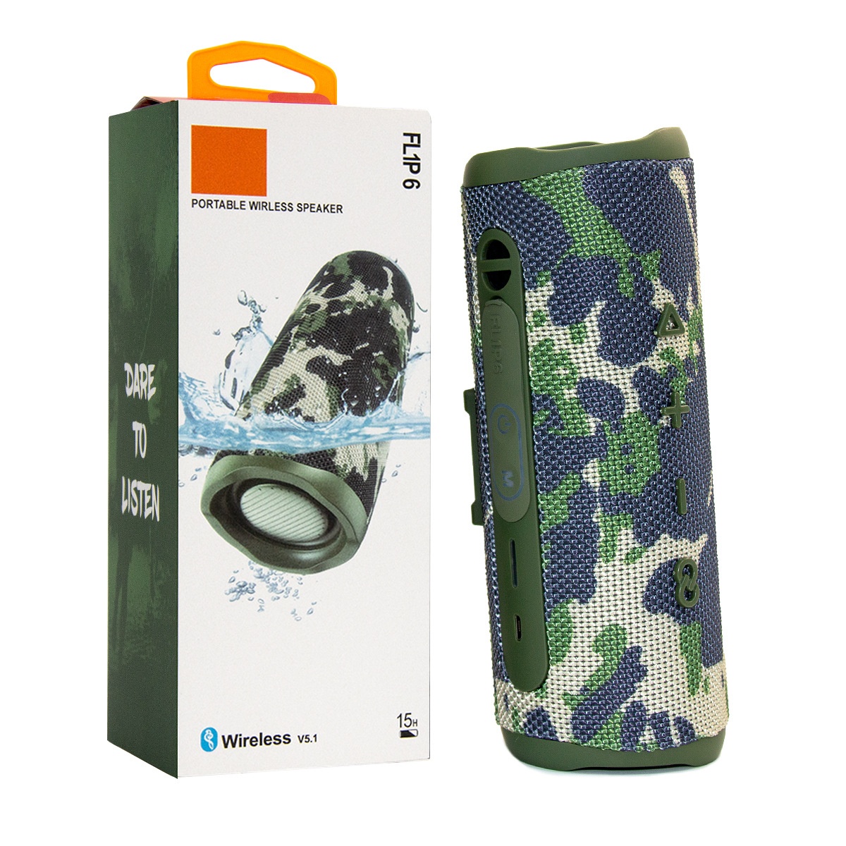FLIP 6 Portable Bluetooth Speaker, 6W Deep Bass Audio, IPX6 Waterproof, 5H Playtime, 15M Wireless Range, Compact Outdoor Speaker with Carry Strap
