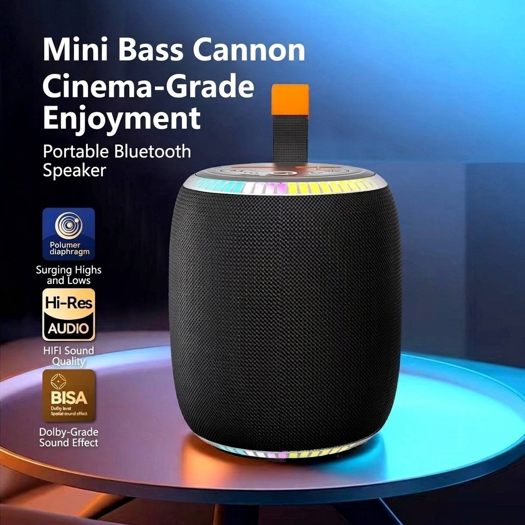 Portable Bluetooth Speaker with RGB Lights, 20W Deep Bass Sound, IPX7 Waterproof, 15H Playtime, 100ft Range, Rugged Outdoor Speaker with Carry Strap