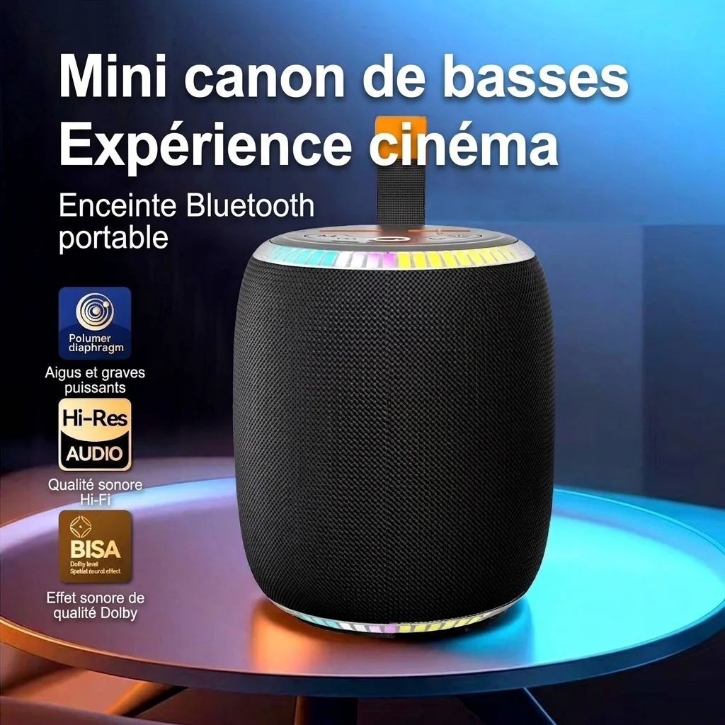 Portable Bluetooth Speaker with RGB Lights, 20W Deep Bass Sound, IPX7 Waterproof, 15H Playtime, 100ft Range, Rugged Outdoor Speaker with Carry Strap