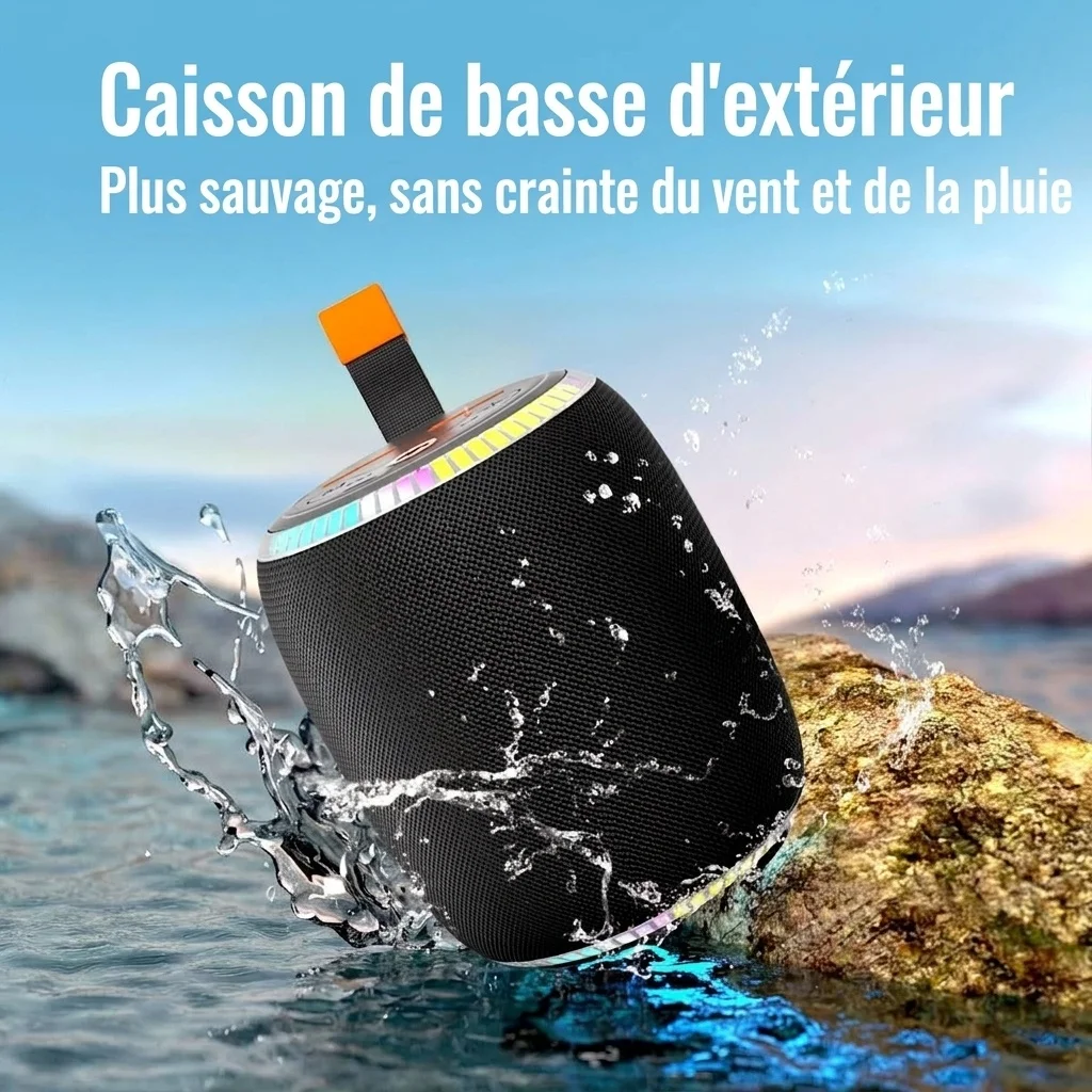 Portable Bluetooth Speaker with RGB Lights, 20W Deep Bass Sound, IPX7 Waterproof, 15H Playtime, 100ft Range, Rugged Outdoor Speaker with Carry Strap