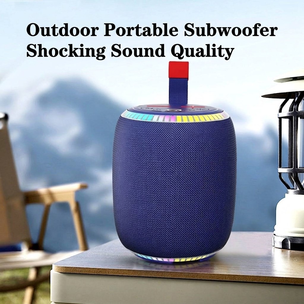 Portable Bluetooth Speaker with RGB Lights, 20W Deep Bass Sound, IPX7 Waterproof, 15H Playtime, 100ft Range, Rugged Outdoor Speaker with Carry Strap