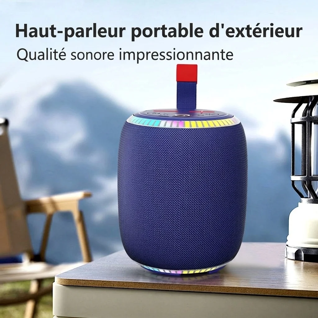 Portable Bluetooth Speaker with RGB Lights, 20W Deep Bass Sound, IPX7 Waterproof, 15H Playtime, 100ft Range, Rugged Outdoor Speaker with Carry Strap