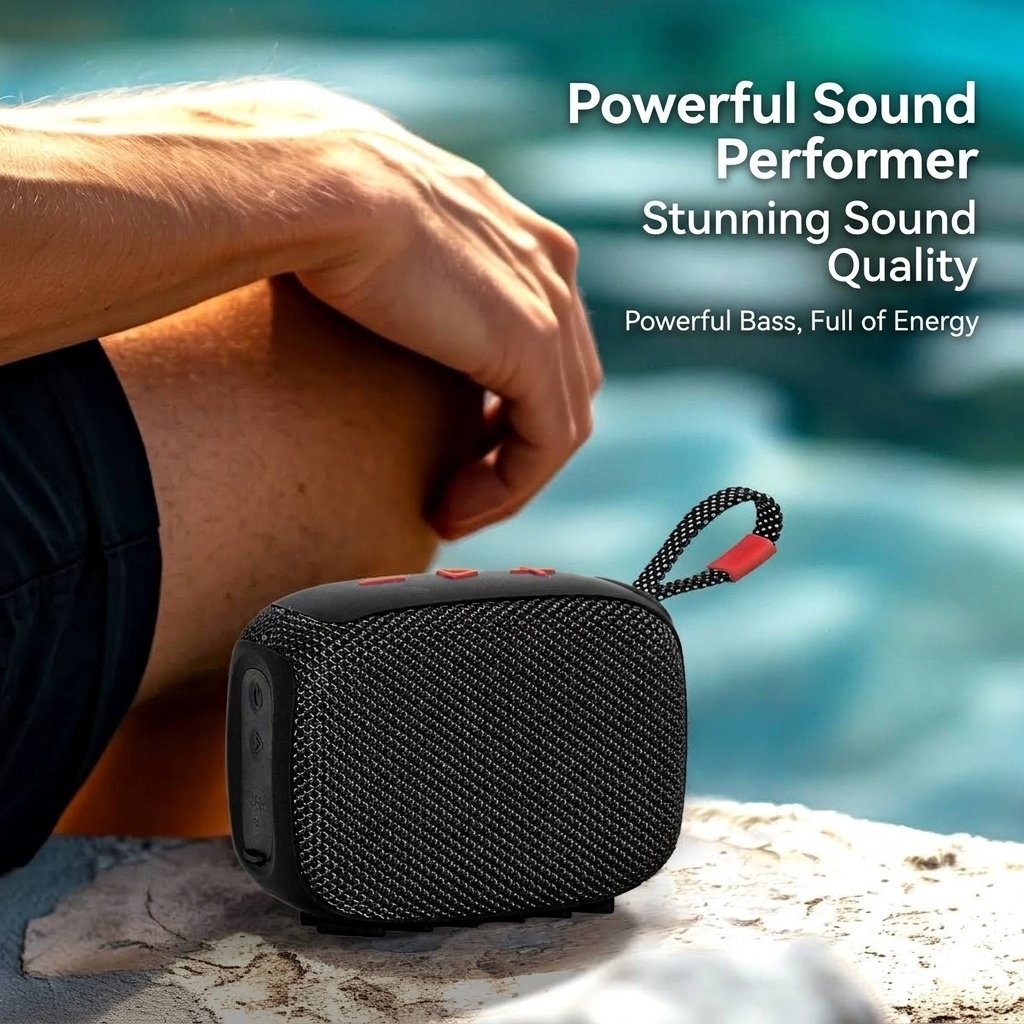 Portable Bluetooth Speaker with Deep Bass, 20W Loud Stereo Sound, IPX7 Waterproof, 15-Hour Playtime, 100ft Range, Outdoor Compact Speaker with Strap