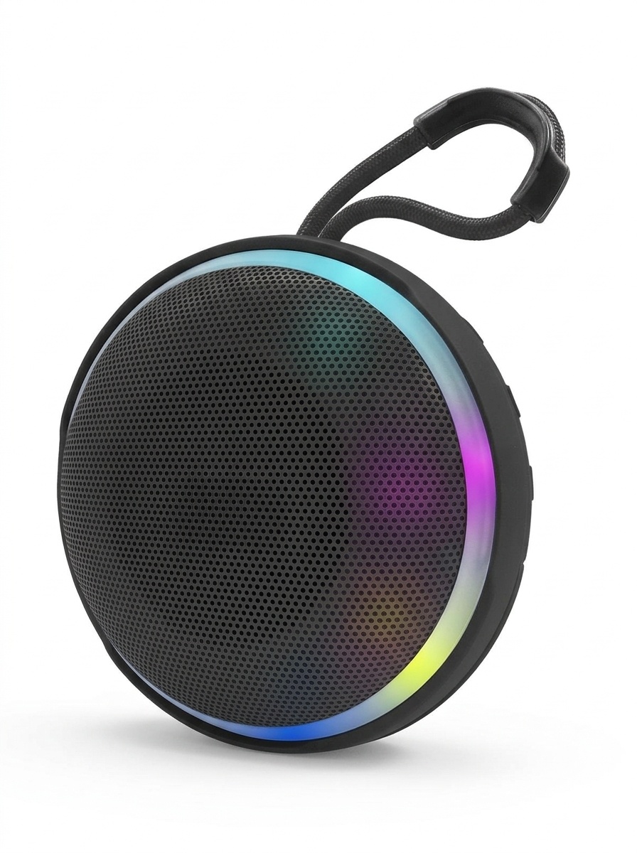 Waterproof Portable Bluetooth Speaker with RGB Lights, 10W Rich Sound, IPX7 Waterproof, 15H Playtime, 30ft Wireless Range, Outdoor Travel Speaker