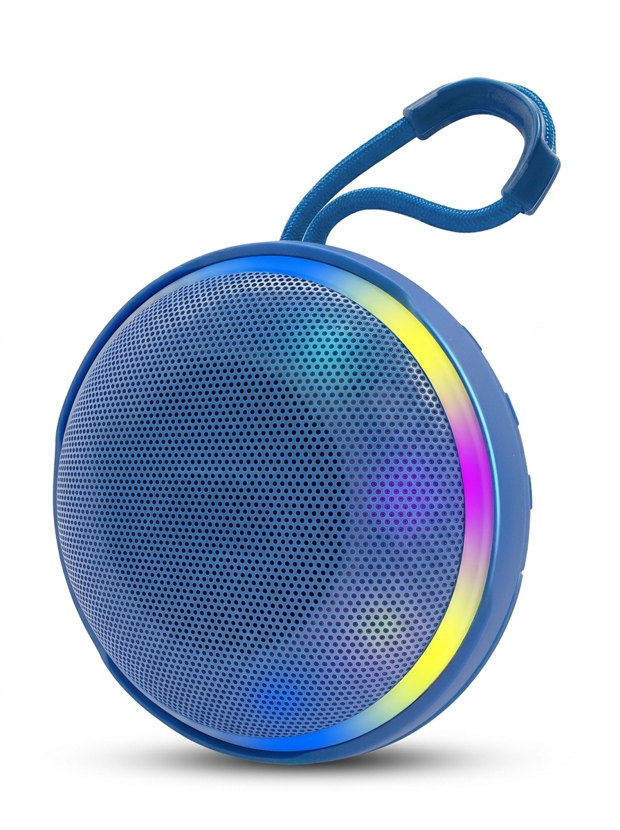 Waterproof Portable Bluetooth Speaker with RGB Lights, 10W Rich Sound, IPX7 Waterproof, 15H Playtime, 30ft Wireless Range, Outdoor Travel Speaker