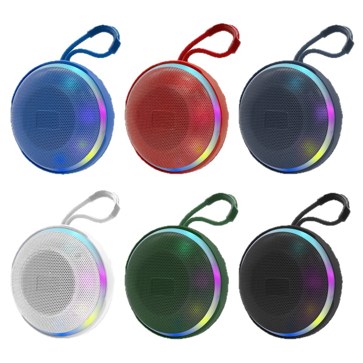 Waterproof Portable Bluetooth Speaker with RGB Lights, 10W Rich Sound, IPX7 Waterproof, 15H Playtime, 30ft Wireless Range, Outdoor Travel Speaker