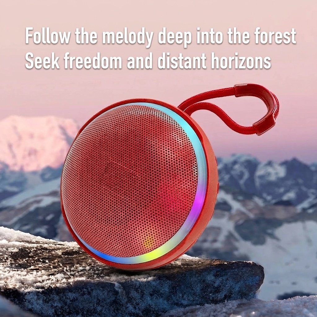 Waterproof Portable Bluetooth Speaker with RGB Lights, 10W Rich Sound, IPX7 Waterproof, 15H Playtime, 30ft Wireless Range, Outdoor Travel Speaker