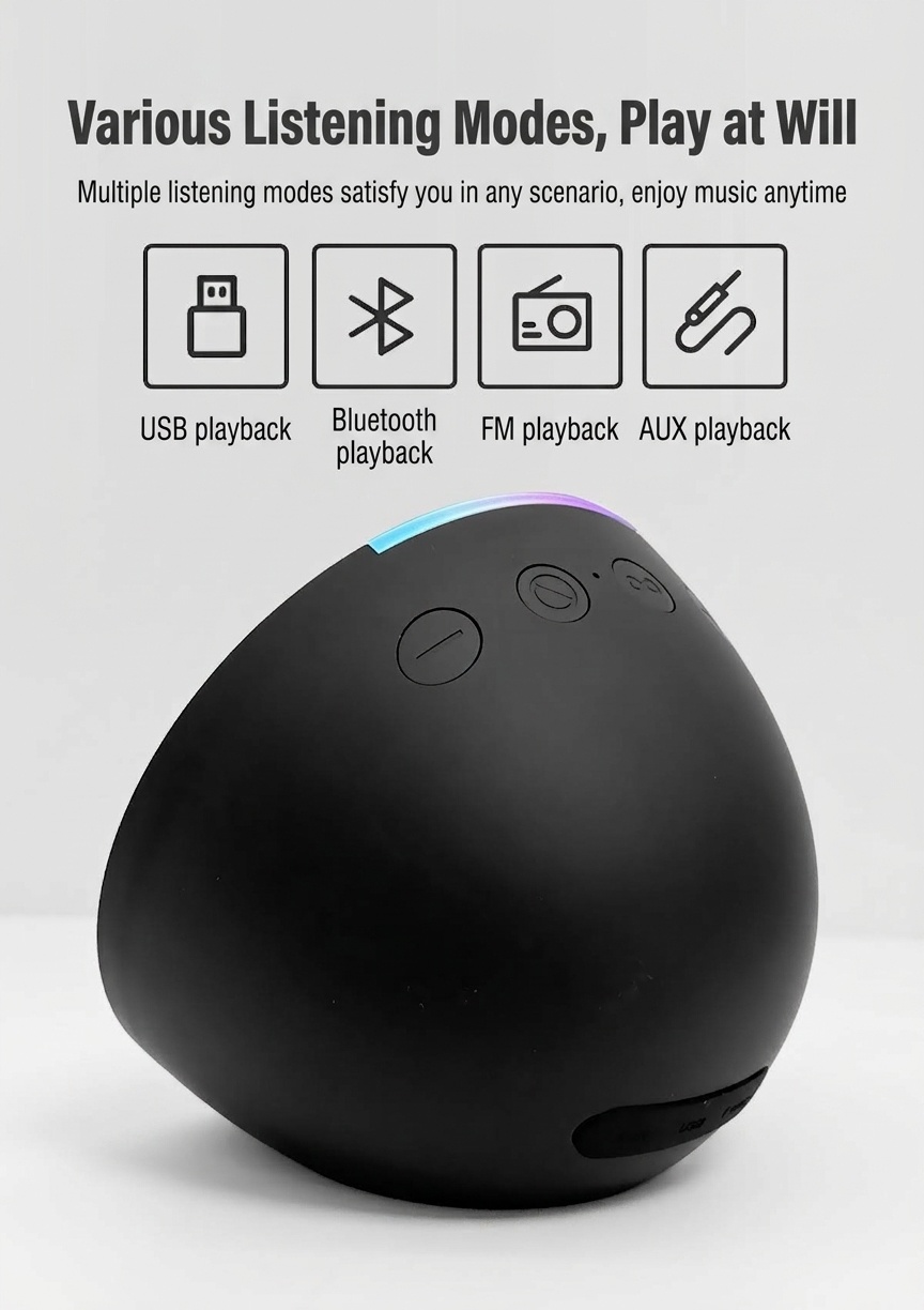 Portable Bluetooth 5.3 Speaker 10W, Vibrant RGB Light, TWS Stereo Pairing, Deep Bass, 3H Playtime, 15m Wireless Range, Outdoor Mini Party Speaker