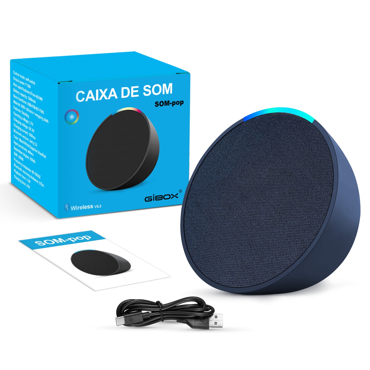 Portable Bluetooth 5.3 Speaker 10W, Vibrant RGB Light, TWS Stereo Pairing, Deep Bass, 3H Playtime, 15m Wireless Range, Outdoor Mini Party Speaker