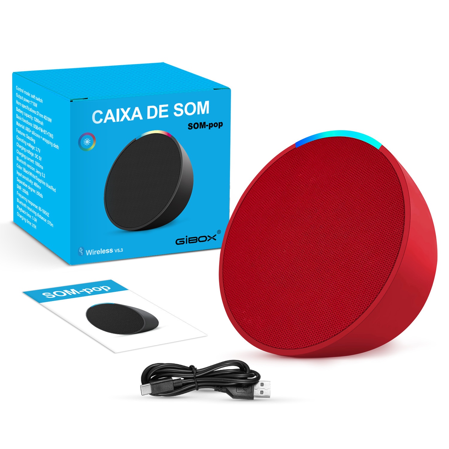 Portable Bluetooth 5.3 Speaker 10W, Vibrant RGB Light, TWS Stereo Pairing, Deep Bass, 3H Playtime, 15m Wireless Range, Outdoor Mini Party Speaker