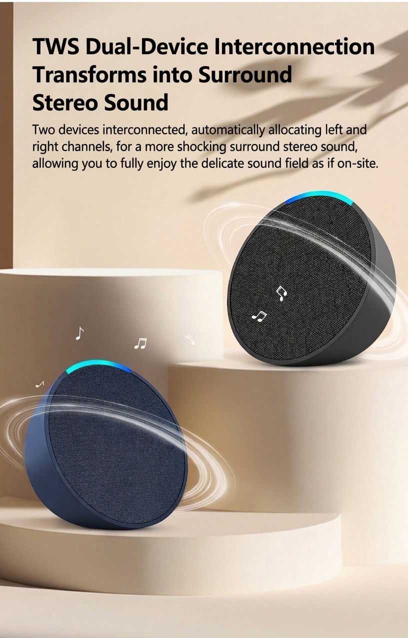 Portable Bluetooth 5.3 Speaker 10W, Vibrant RGB Light, TWS Stereo Pairing, Deep Bass, 3H Playtime, 15m Wireless Range, Outdoor Mini Party Speaker