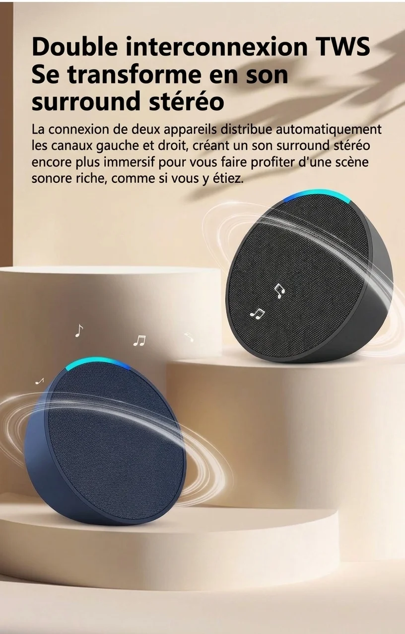 Portable Bluetooth 5.3 Speaker 10W, Vibrant RGB Light, TWS Stereo Pairing, Deep Bass, 3H Playtime, 15m Wireless Range, Outdoor Mini Party Speaker