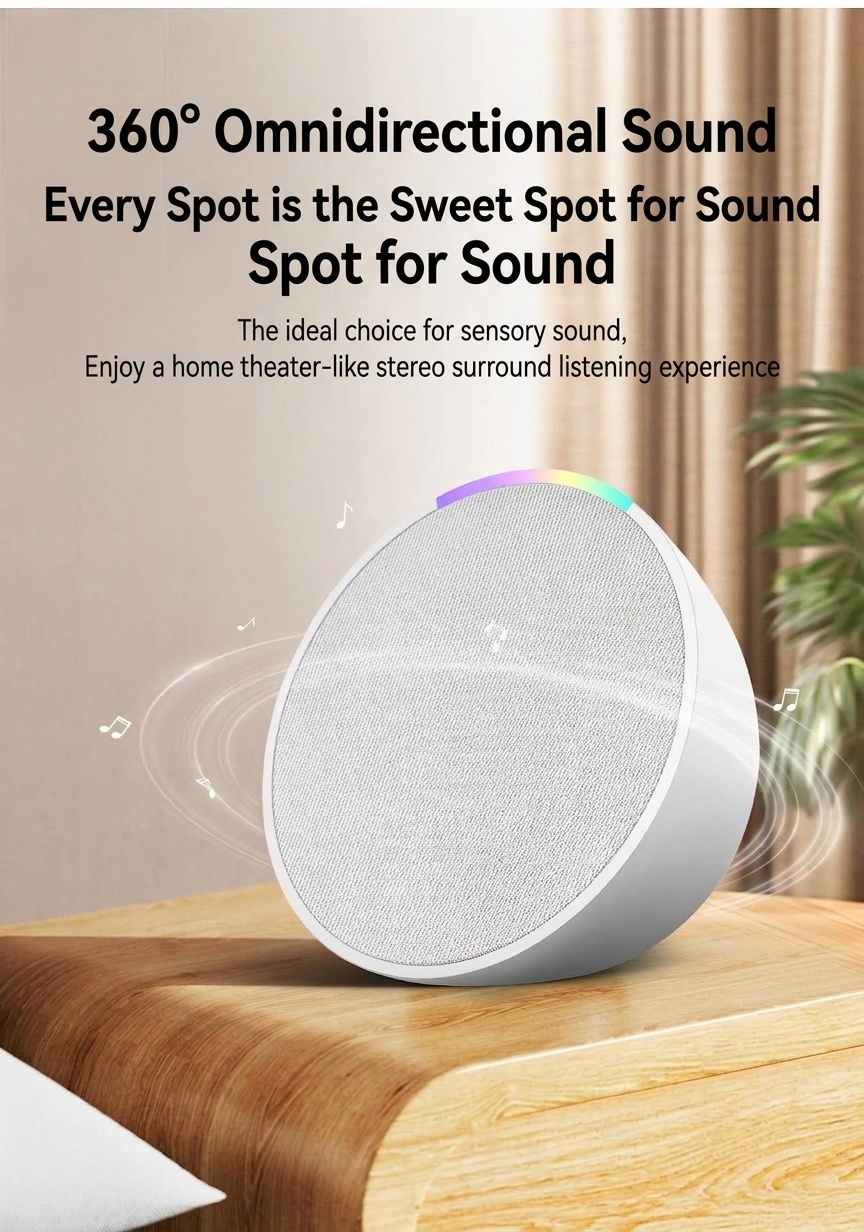 Portable Bluetooth 5.3 Speaker 10W, Vibrant RGB Light, TWS Stereo Pairing, Deep Bass, 3H Playtime, 15m Wireless Range, Outdoor Mini Party Speaker