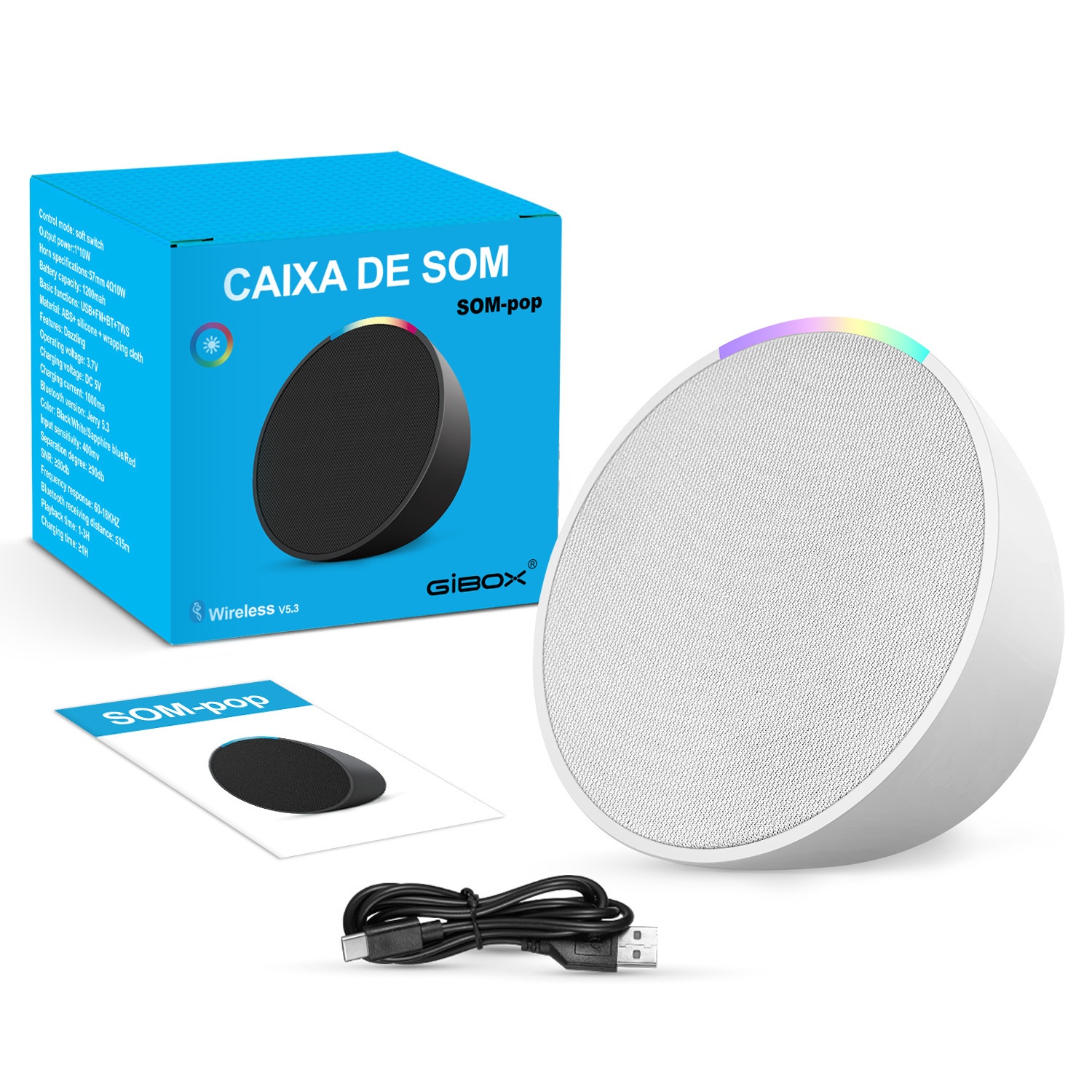 Portable Bluetooth 5.3 Speaker 10W, Vibrant RGB Light, TWS Stereo Pairing, Deep Bass, 3H Playtime, 15m Wireless Range, Outdoor Mini Party Speaker