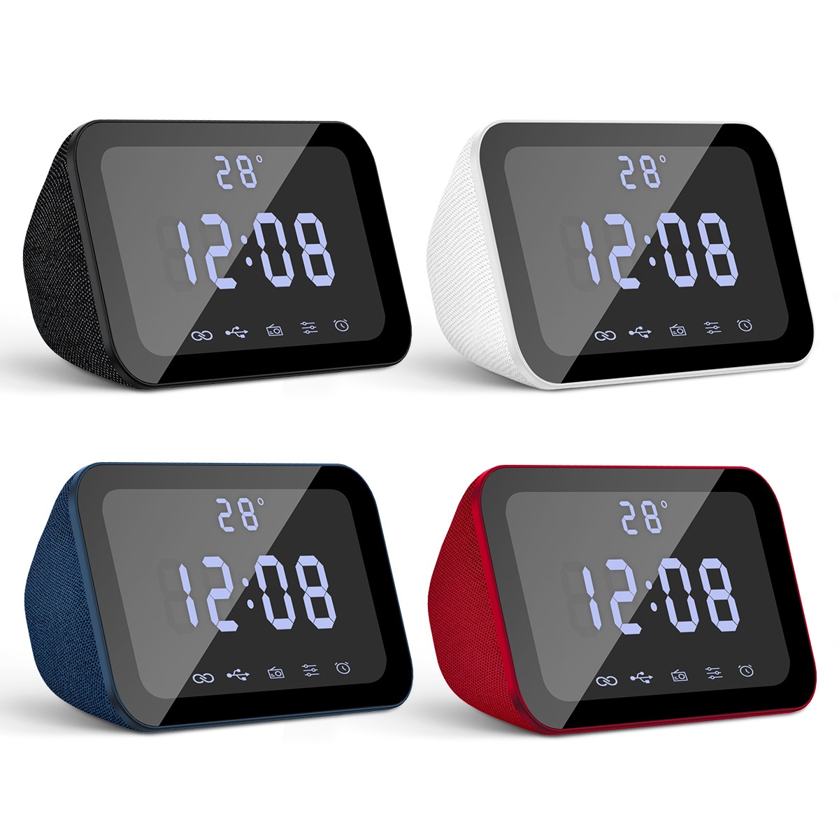 HIFI Portable Bluetooth Speaker 10W with LED Digital Alarm Clock, Temperature Display, 5H Playtime, FM Radio, Compact Desktop Bedside Wireless Speaker
