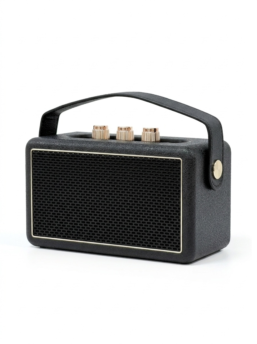 M600 Retro Portable Bluetooth Speaker, 10W Vintage Audio, 10+ Hours Playtime, Splash-Proof Design, Wireless Travel Sound System with Carry Strap