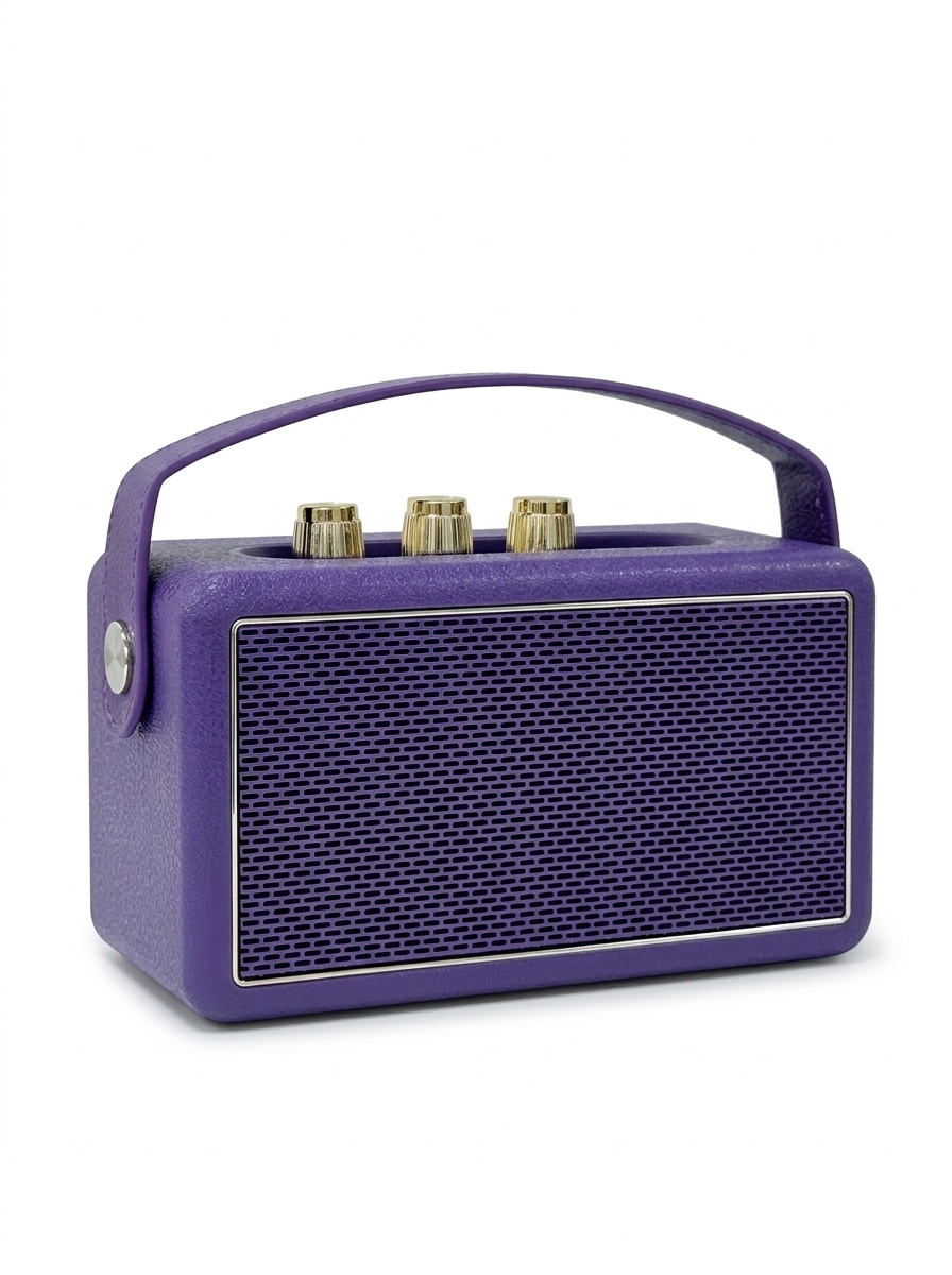 M600 Retro Portable Bluetooth Speaker, 10W Vintage Audio, 10+ Hours Playtime, Splash-Proof Design, Wireless Travel Sound System with Carry Strap