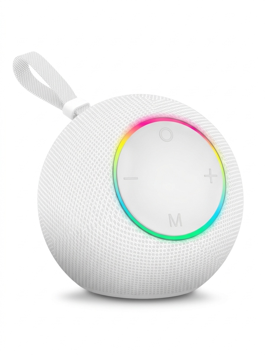 SOM-Max Portable Bluetooth Speaker 6.5W, Vibrant RGB Light, TWS Pairing, 5H Playtime, 15m Range, FM Radio, USB TF Card, Outdoor Speaker with Strap