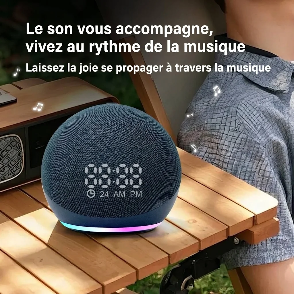 Alaxe Portable Bluetooth Speaker 10W with LED Display, Vibrant RGB Light, IPX7 Waterproof, 15H Playtime, 30ft Wireless Range, Outdoor Travel Speaker