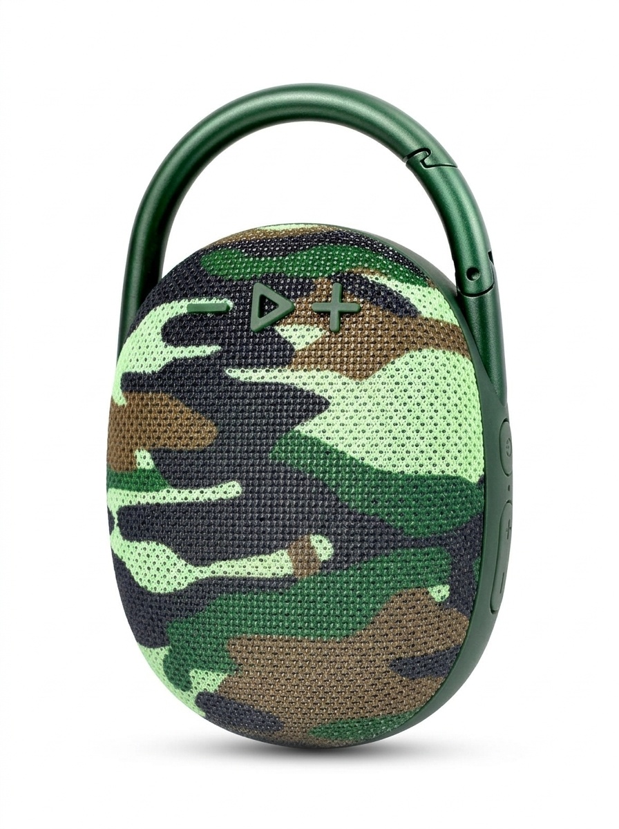 Portable Bluetooth Speaker with Carabiner Clip, 10W HiFi Deep Bass, IPX6 Waterproof, 15-Hour Playtime, 30ft Range, Rugged Outdoor Clip-on Speaker