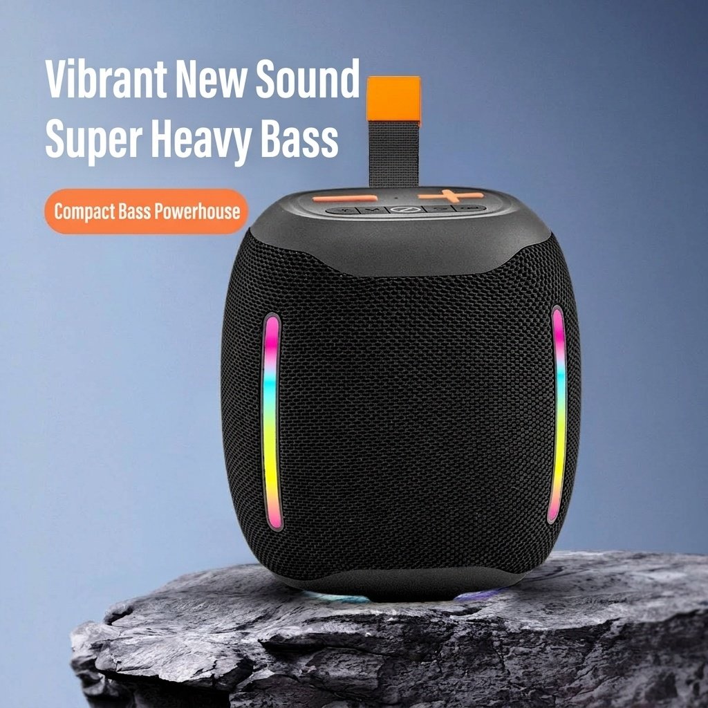 Portable Bluetooth Speaker with RGB Lights, 20W Powerful Deep Bass, IPX7 Waterproof, 15H Playtime, 30ft Range, Wireless Outdoor Speaker with Strap