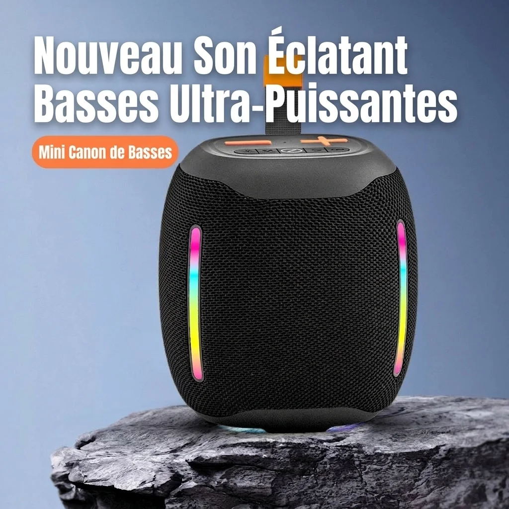 Portable Bluetooth Speaker with RGB Lights, 20W Powerful Deep Bass, IPX7 Waterproof, 15H Playtime, 30ft Range, Wireless Outdoor Speaker with Strap