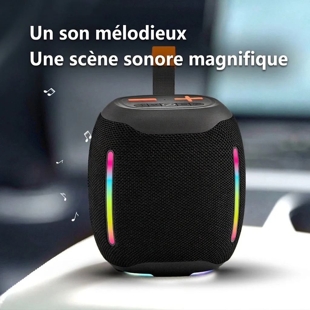 Portable Bluetooth Speaker with RGB Lights, 20W Powerful Deep Bass, IPX7 Waterproof, 15H Playtime, 30ft Range, Wireless Outdoor Speaker with Strap