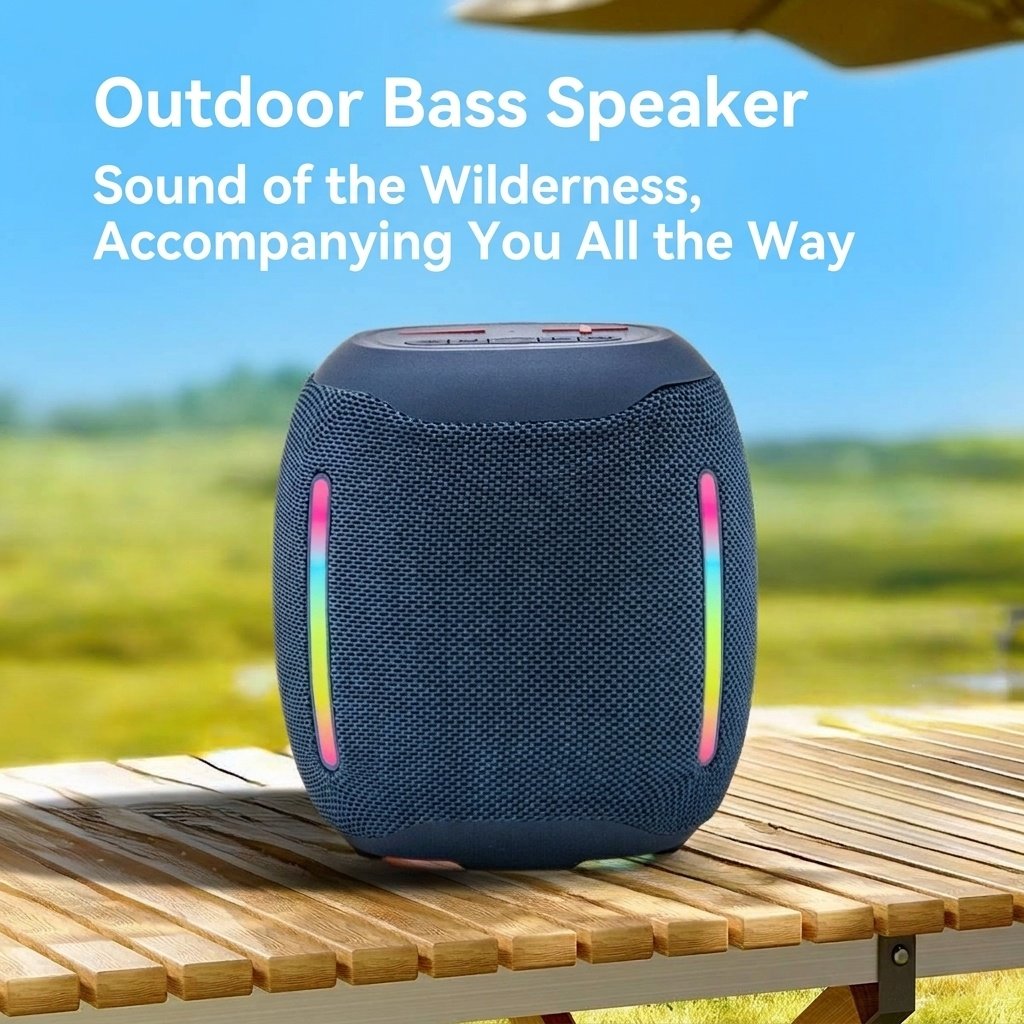 Portable Bluetooth Speaker with RGB Lights, 20W Powerful Deep Bass, IPX7 Waterproof, 15H Playtime, 30ft Range, Wireless Outdoor Speaker with Strap