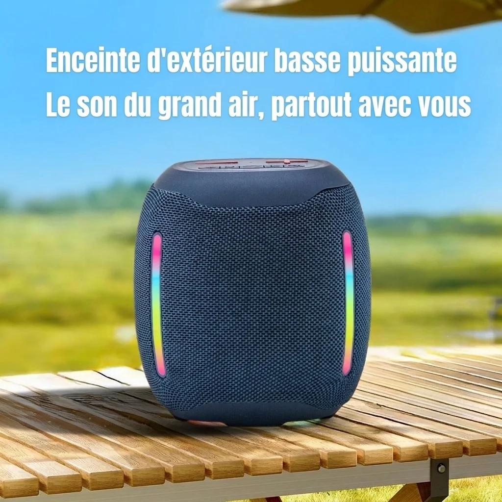 Portable Bluetooth Speaker with RGB Lights, 20W Powerful Deep Bass, IPX7 Waterproof, 15H Playtime, 30ft Range, Wireless Outdoor Speaker with Strap