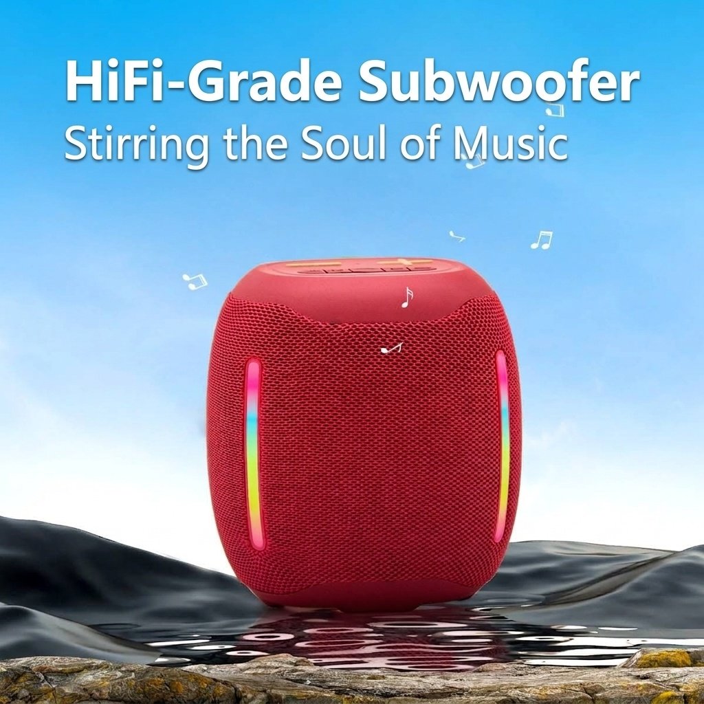 Portable Bluetooth Speaker with RGB Lights, 20W Powerful Deep Bass, IPX7 Waterproof, 15H Playtime, 30ft Range, Wireless Outdoor Speaker with Strap