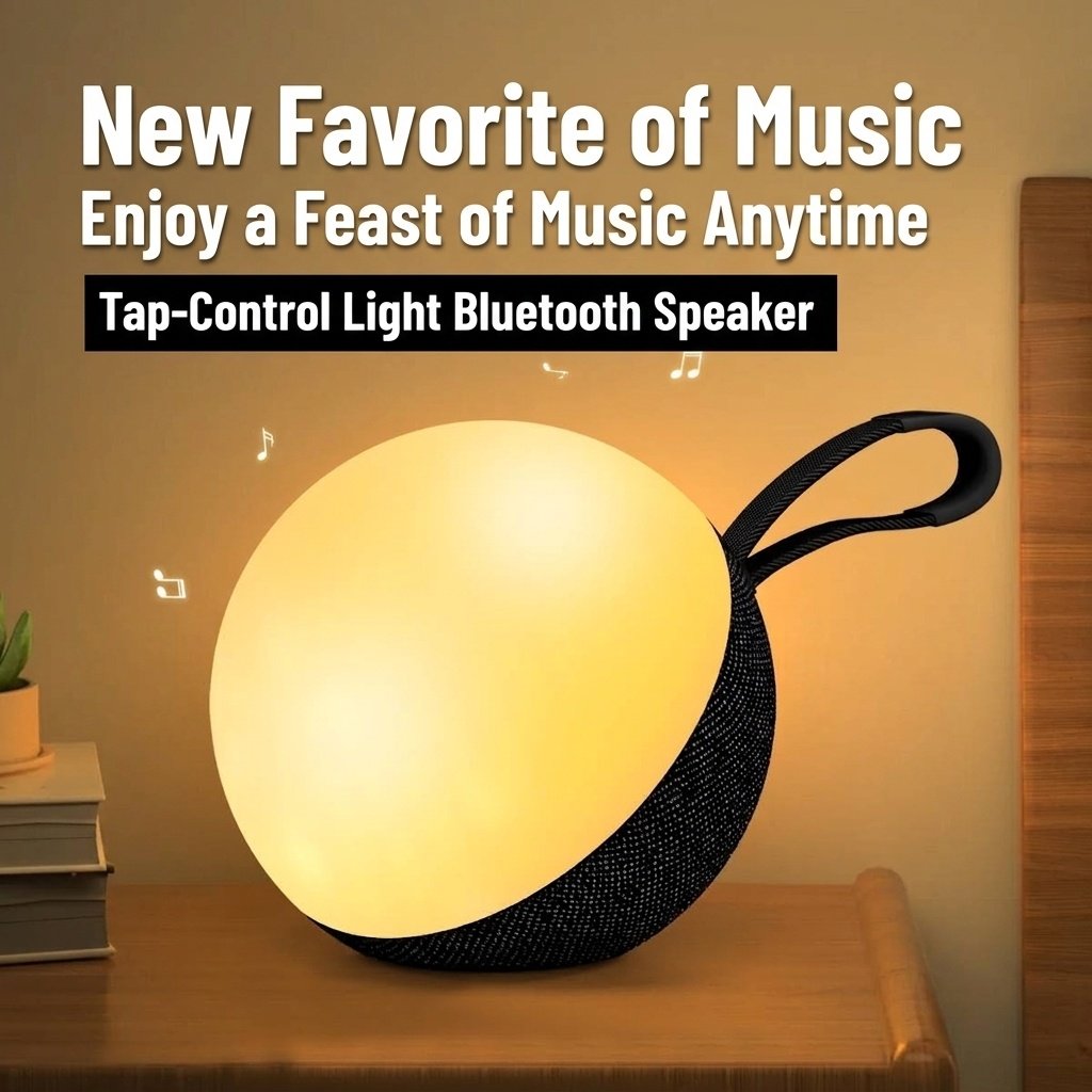 Portable Bluetooth 5.3 Speaker 10W, RGB Ambiance Night Light, TWS Stereo Sound, 5H Playtime, 10m Range, Compact Wireless Outdoor Speaker with Strap