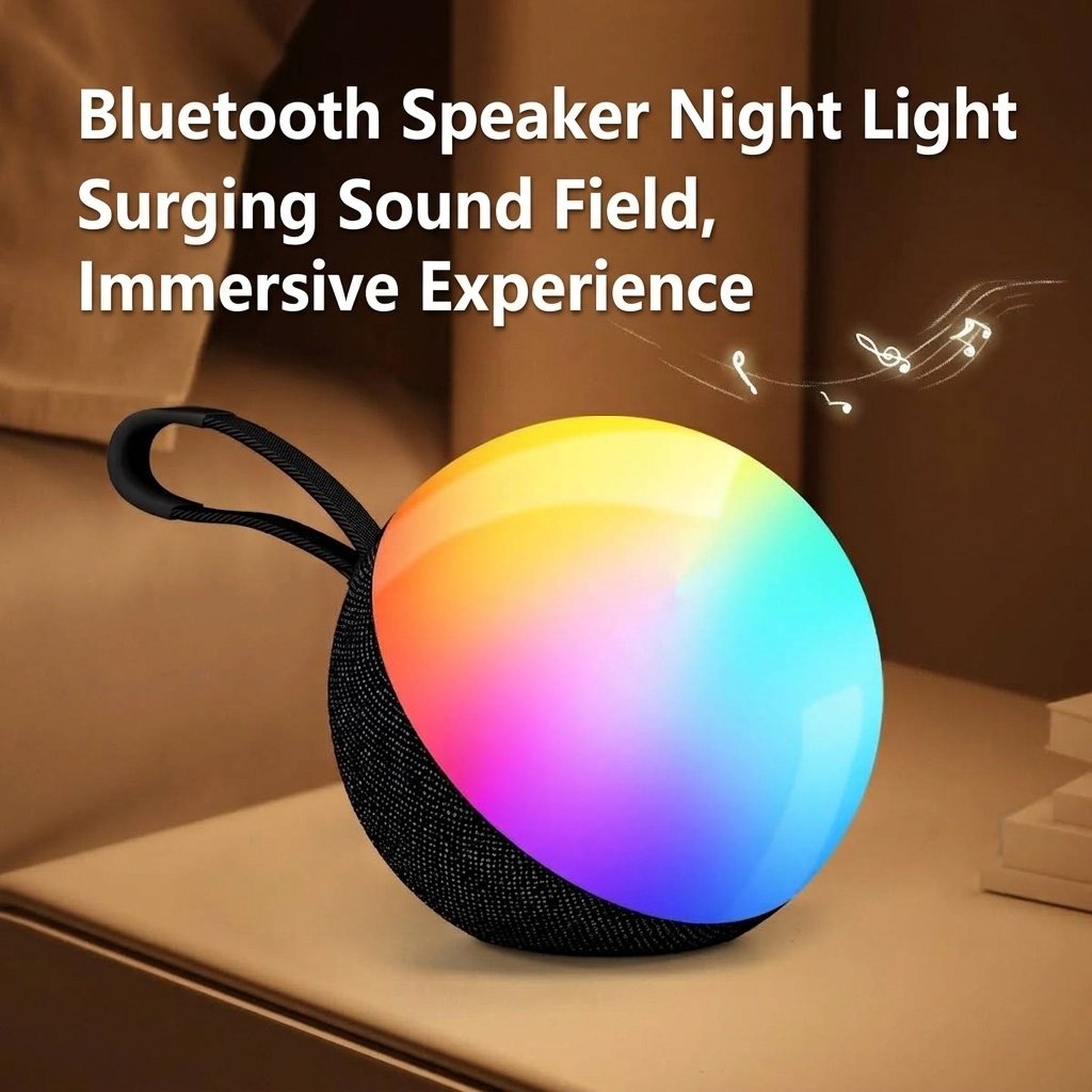 Portable Bluetooth 5.3 Speaker 10W, RGB Ambiance Night Light, TWS Stereo Sound, 5H Playtime, 10m Range, Compact Wireless Outdoor Speaker with Strap