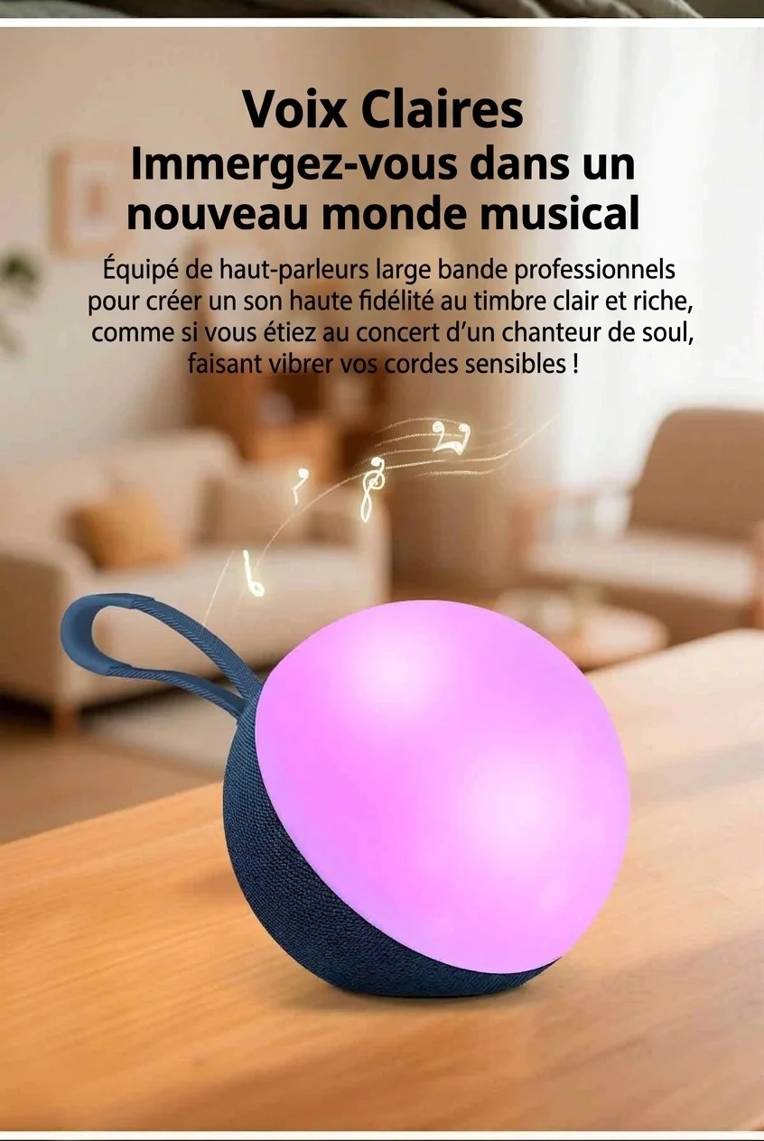 Portable Bluetooth 5.3 Speaker 10W, RGB Ambiance Night Light, TWS Stereo Sound, 5H Playtime, 10m Range, Compact Wireless Outdoor Speaker with Strap
