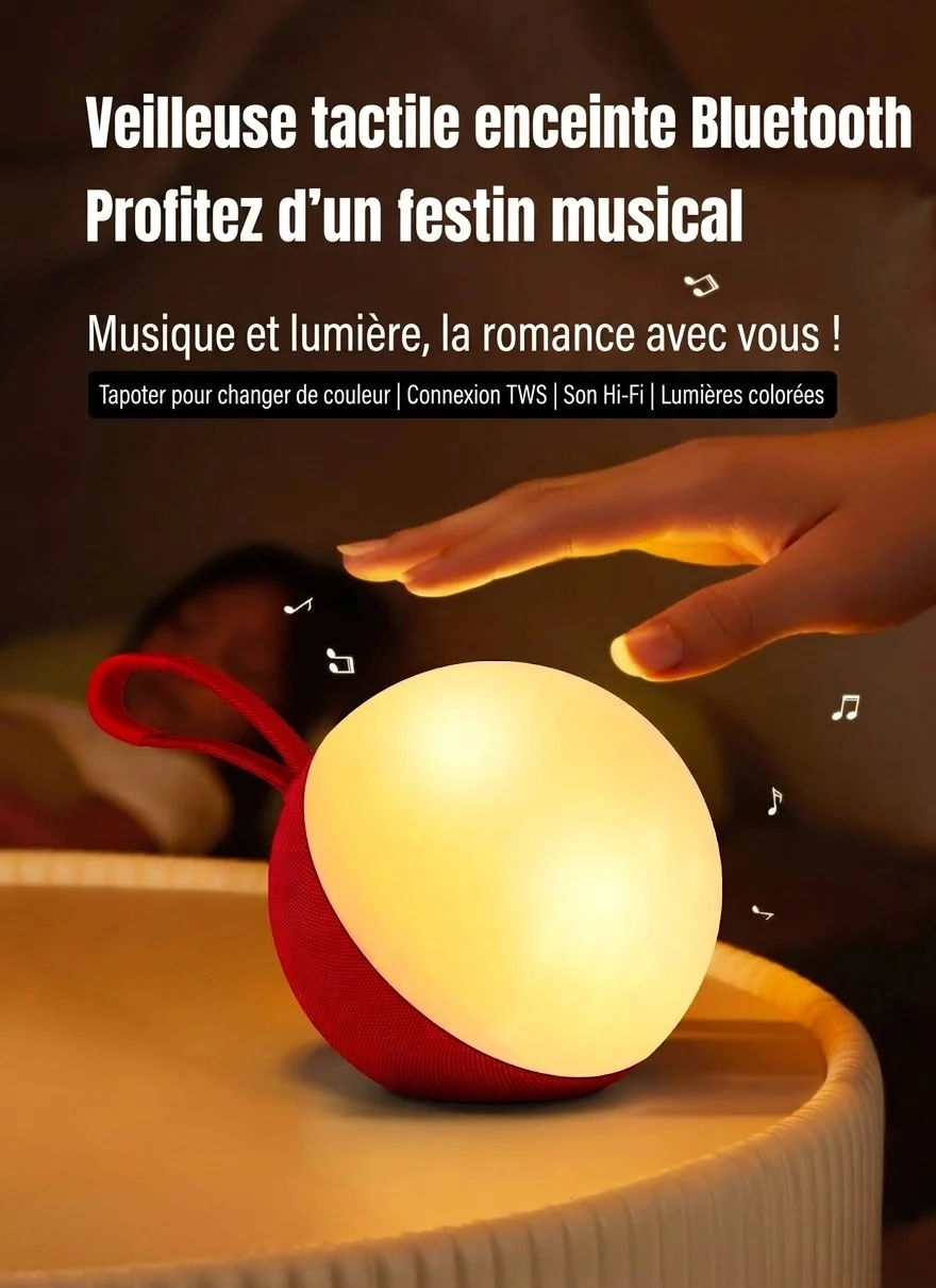 Portable Bluetooth 5.3 Speaker 10W, RGB Ambiance Night Light, TWS Stereo Sound, 5H Playtime, 10m Range, Compact Wireless Outdoor Speaker with Strap