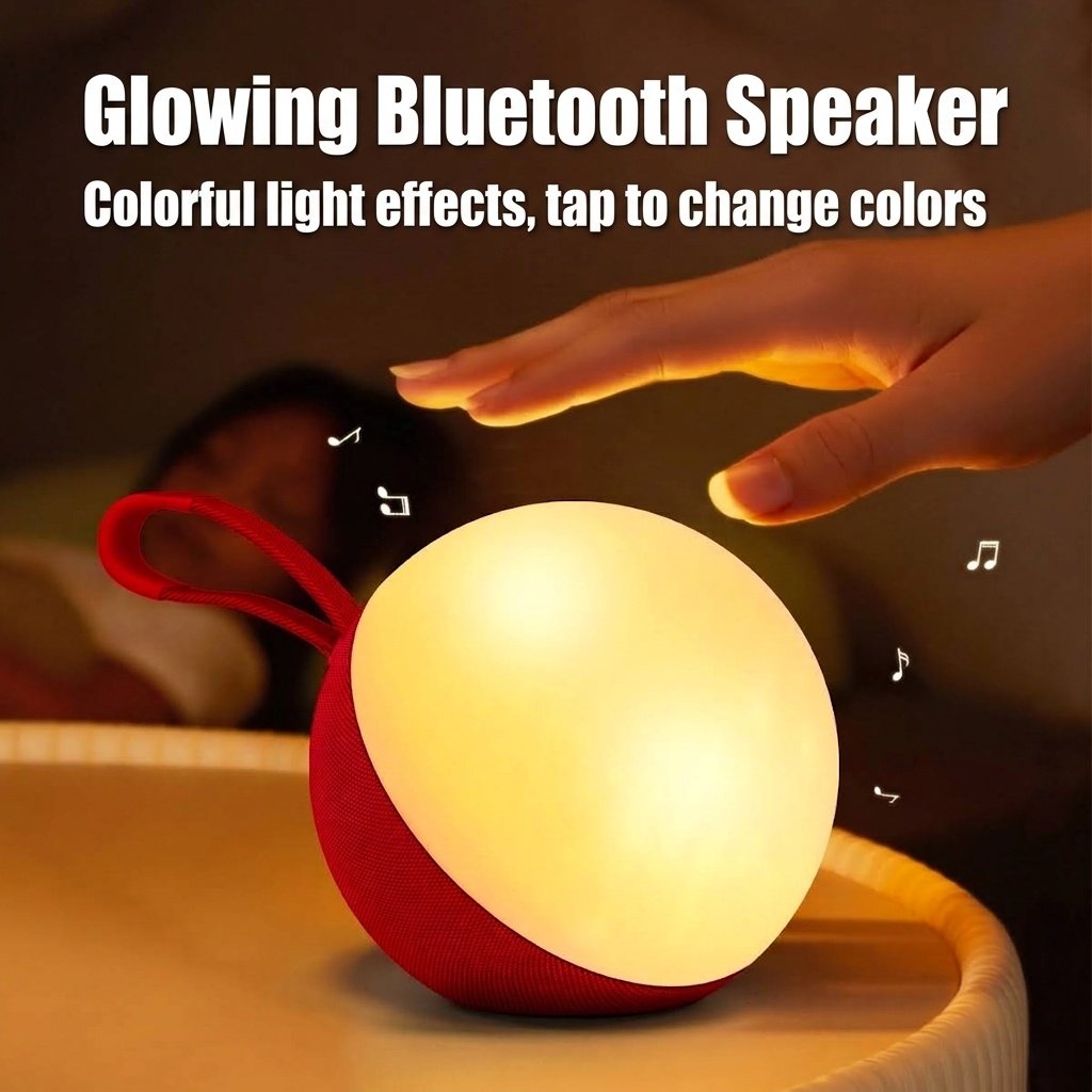 Portable Bluetooth 5.3 Speaker 10W, RGB Ambiance Night Light, TWS Stereo Sound, 5H Playtime, 10m Range, Compact Wireless Outdoor Speaker with Strap