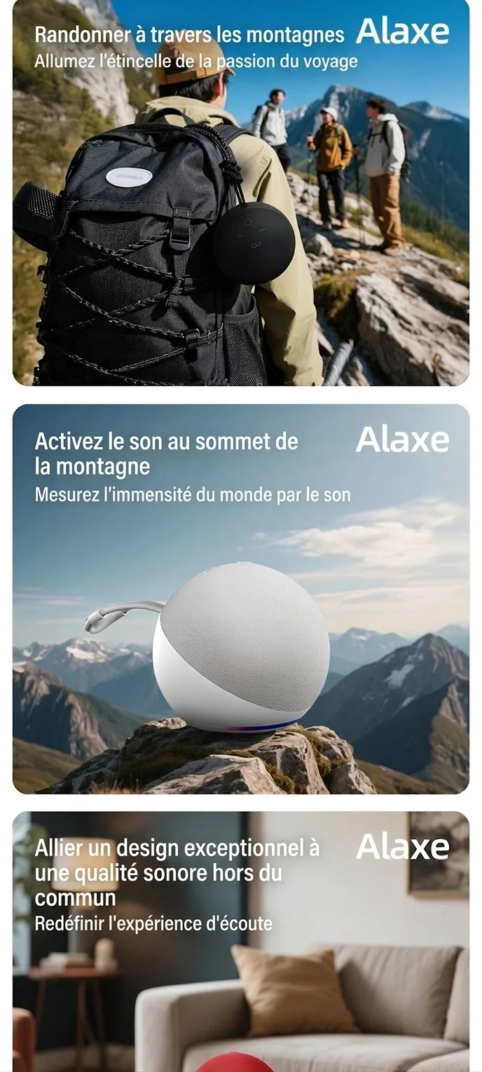 Alaxe Portable Bluetooth Speaker 5W, Clear Audio with Dynamic RGB Lights, 5H Playtime, 15M Wireless Range, Compact Mini Travel Speaker with Strap