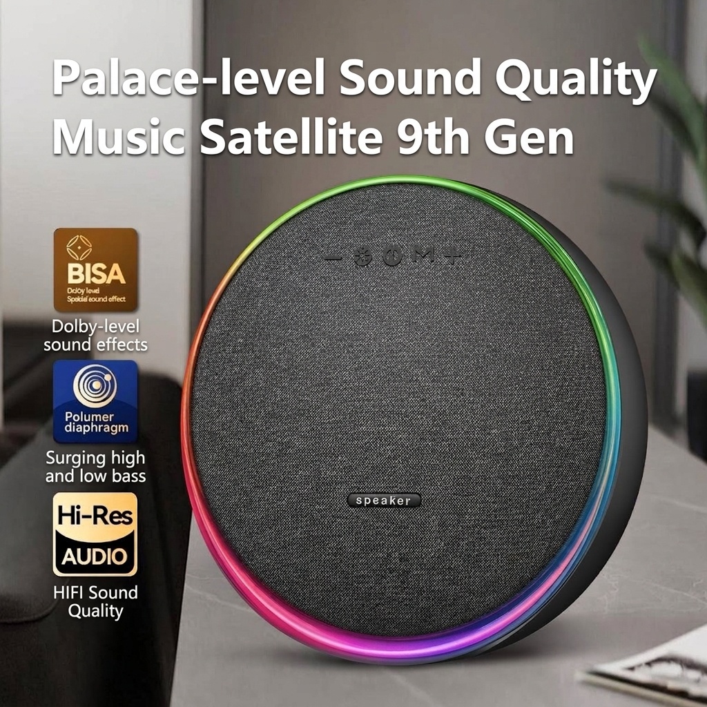 Studio 9 Pro RGB Portable Bluetooth Speaker, 80W Loud Stereo Sound, 8000mAh Battery, 5H Playtime, 15m Range, Wireless Outdoor Boombox with Strap