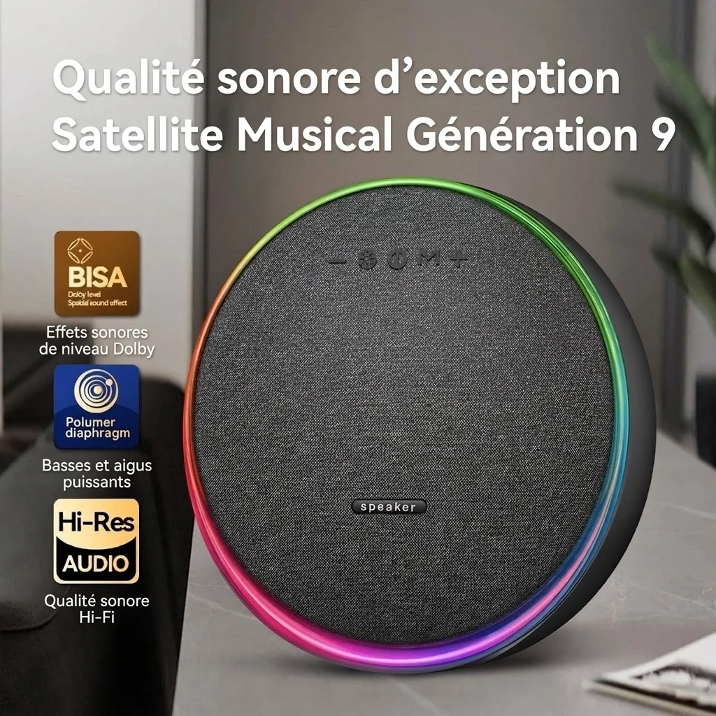Studio 9 Pro RGB Portable Bluetooth Speaker, 80W Loud Stereo Sound, 8000mAh Battery, 5H Playtime, 15m Range, Wireless Outdoor Boombox with Strap