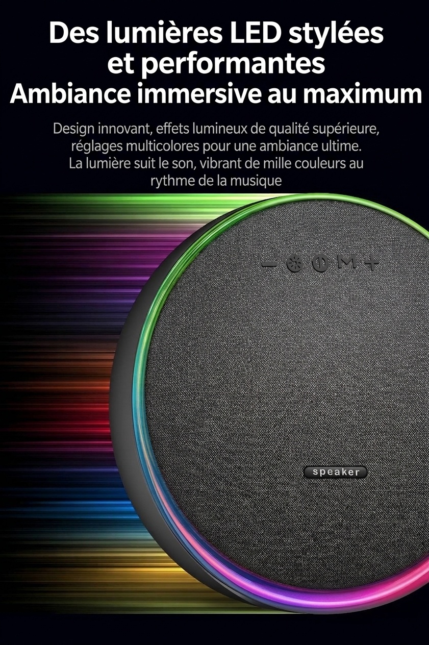 Studio 9 Pro RGB Portable Bluetooth Speaker, 80W Loud Stereo Sound, 8000mAh Battery, 5H Playtime, 15m Range, Wireless Outdoor Boombox with Strap