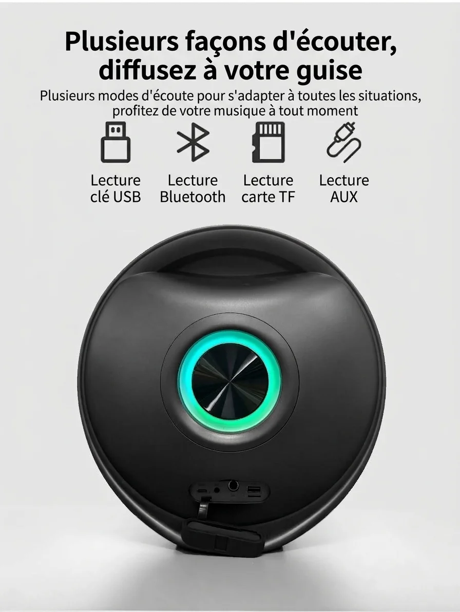 Studio 9 Pro RGB Portable Bluetooth Speaker, 80W Loud Stereo Sound, 8000mAh Battery, 5H Playtime, 15m Range, Wireless Outdoor Boombox with Strap