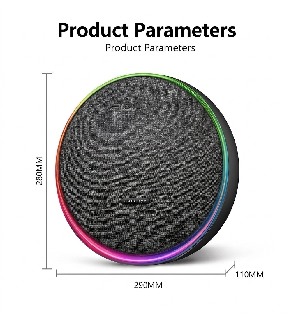 Studio 9 Pro RGB Portable Bluetooth Speaker, 80W Loud Stereo Sound, 8000mAh Battery, 5H Playtime, 15m Range, Wireless Outdoor Boombox with Strap