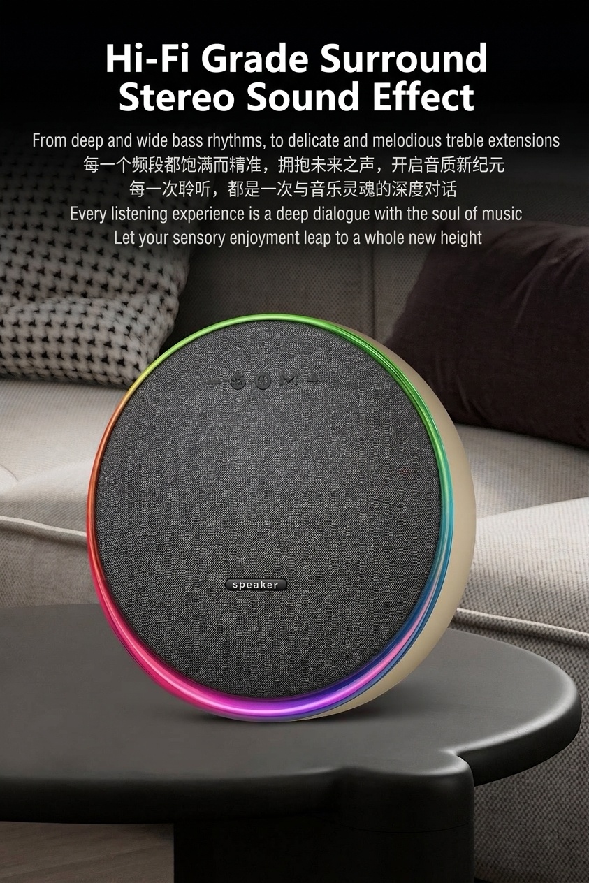 Studio 9 Pro RGB Portable Bluetooth Speaker, 80W Loud Stereo Sound, 8000mAh Battery, 5H Playtime, 15m Range, Wireless Outdoor Boombox with Strap