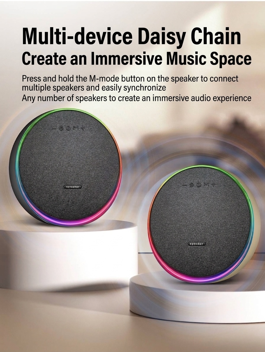 Studio 9 Pro RGB Portable Bluetooth Speaker, 80W Loud Stereo Sound, 8000mAh Battery, 5H Playtime, 15m Range, Wireless Outdoor Boombox with Strap
