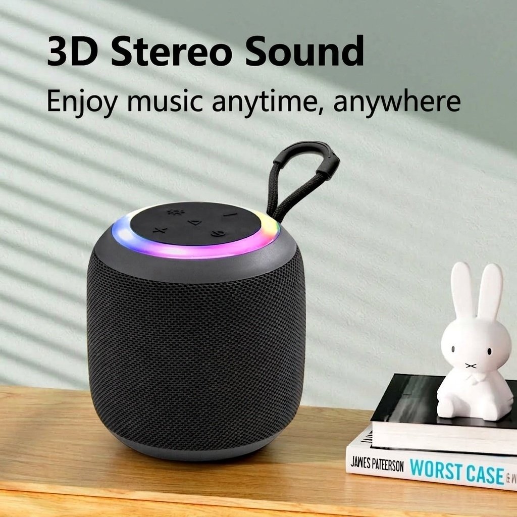 Portable Bluetooth Speaker with RGB Lights, 20W Immersive Bass, IPX7 Waterproof, 15H Playtime, 100ft Range, Compact Travel Speaker with Strap