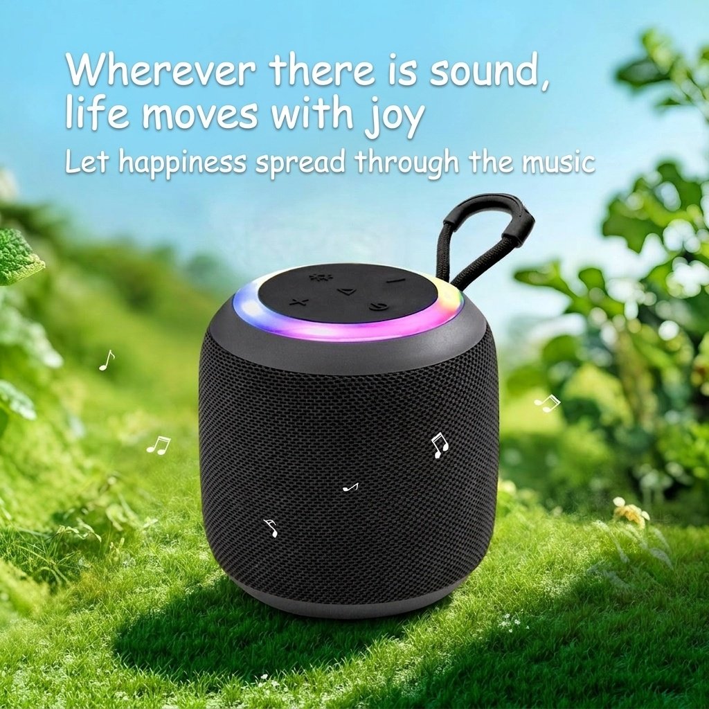 Portable Bluetooth Speaker with RGB Lights, 20W Immersive Bass, IPX7 Waterproof, 15H Playtime, 100ft Range, Compact Travel Speaker with Strap
