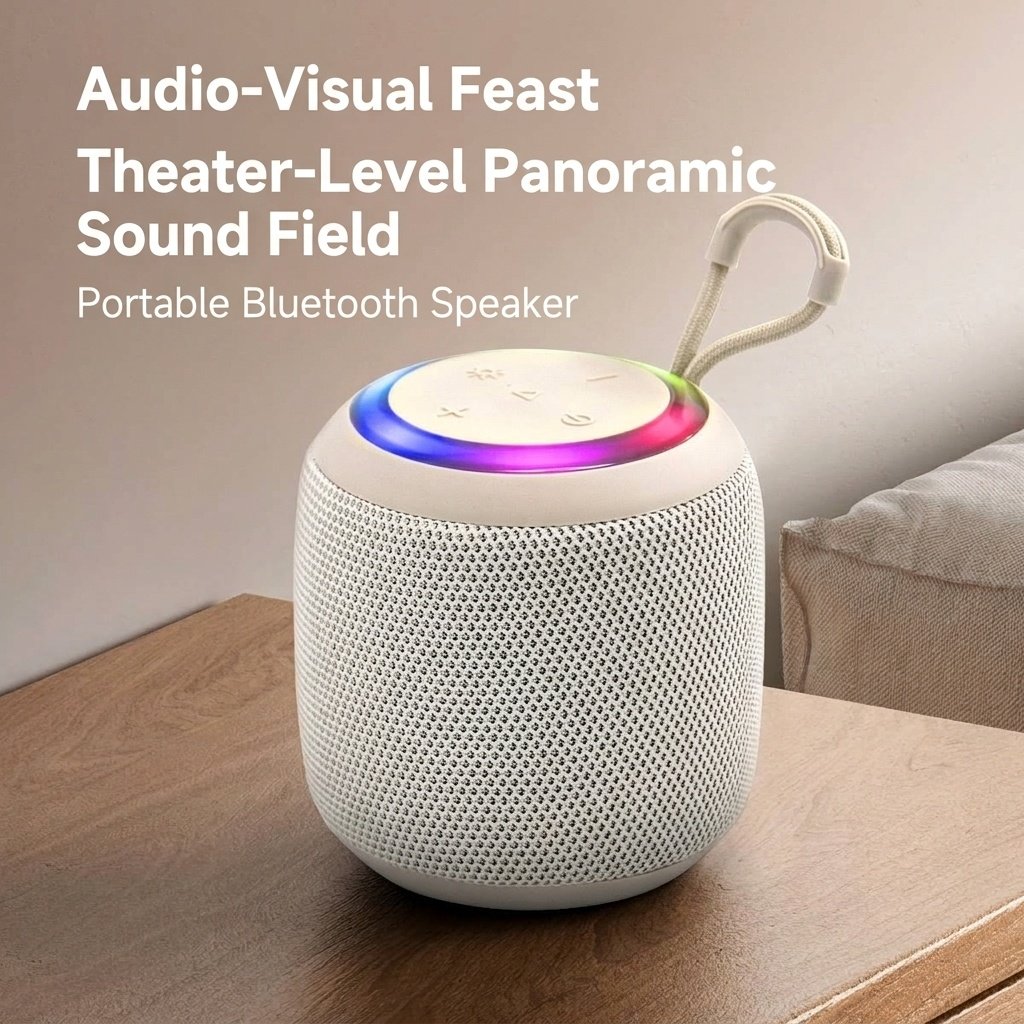 Portable Bluetooth Speaker with RGB Lights, 20W Immersive Bass, IPX7 Waterproof, 15H Playtime, 100ft Range, Compact Travel Speaker with Strap