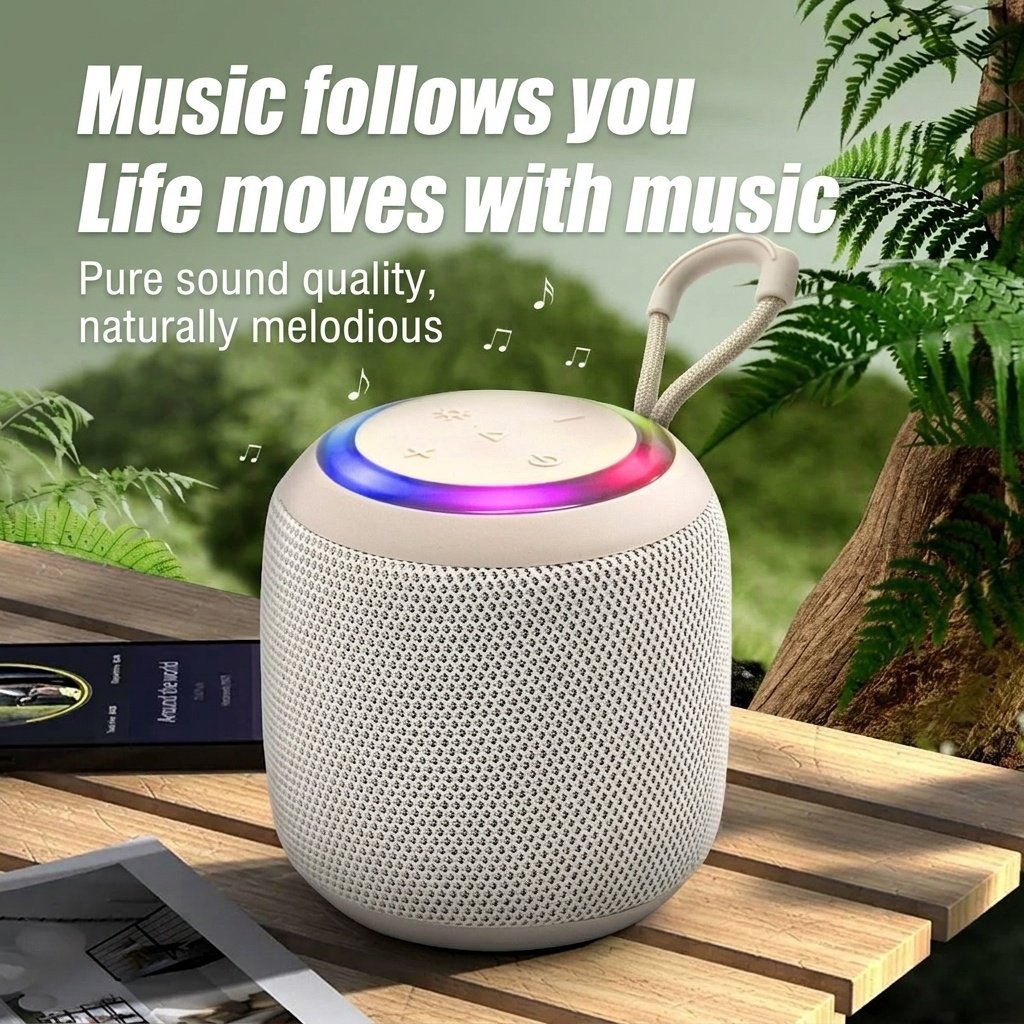 Portable Bluetooth Speaker with RGB Lights, 20W Immersive Bass, IPX7 Waterproof, 15H Playtime, 100ft Range, Compact Travel Speaker with Strap