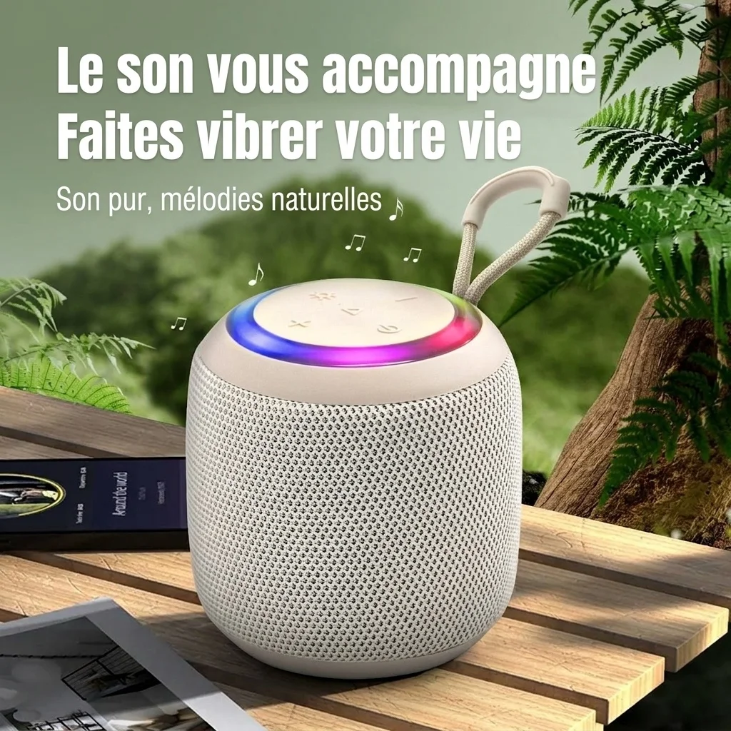 Portable Bluetooth Speaker with RGB Lights, 20W Immersive Bass, IPX7 Waterproof, 15H Playtime, 100ft Range, Compact Travel Speaker with Strap