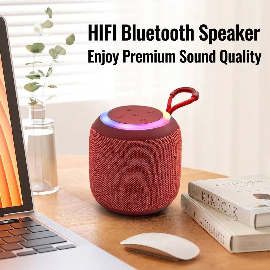 Portable Bluetooth Speaker with RGB Lights, 20W Immersive Bass, IPX7 Waterproof, 15H Playtime, 100ft Range, Compact Travel Speaker with Strap